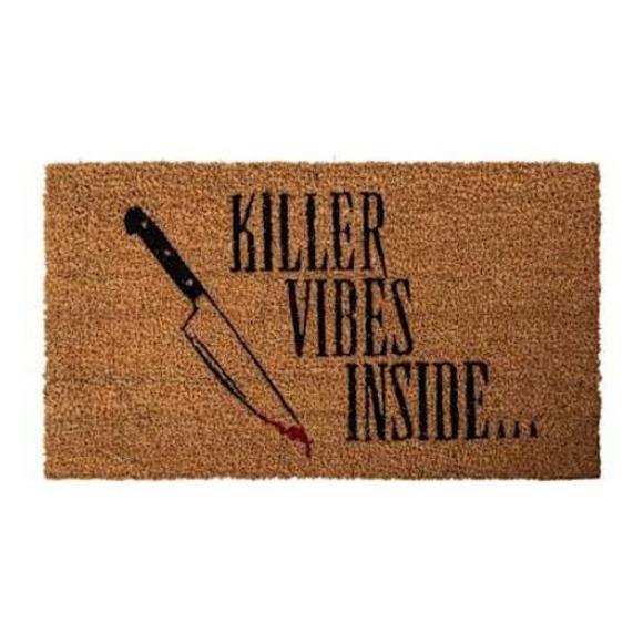 Doormat KILLER VIBES 28x16 Halloween Horror Scary Movie Slasher Goth Outdoor Rug - Picture 3 of 4
